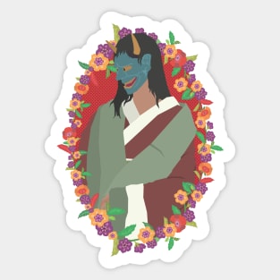 Hannya Lady Flower Garland Sticker